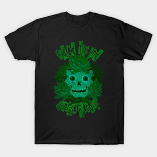 Faded Tats and Vintage Records - Retro 80s Vintage Skull Design Green T-Shirt